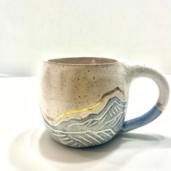 Handcrafted Ceramic Mug With Sun & Mountain Design By Coco Chispa - Picture 2 of 4